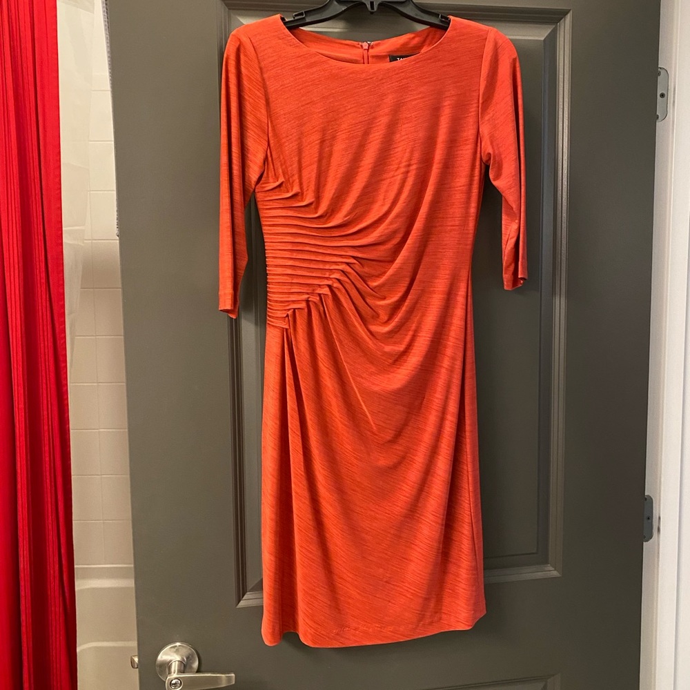 Tahari burnt orange 3/4 sleeve dress, size 2